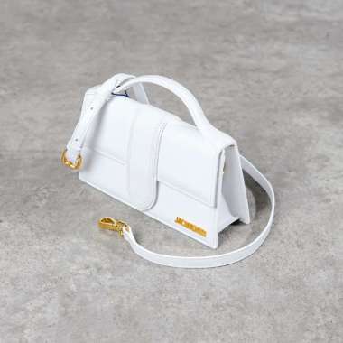 Tas JACQUEMUS LE GRAND BAMBINO LEATHER WHITE TOP HANDLE SHOULDER BAG 100% ORIGINAL 22X13X6CM