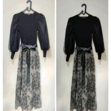 Dress Panjang Brokat Tile Hitam