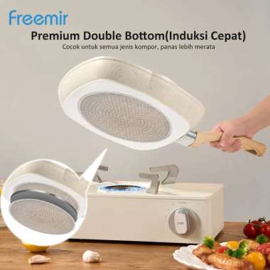 Special Price Freemir 28cm Wajan Panggangan Wajan Pemanggang Anti Lengket Grill Pan Beige Double Bot