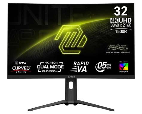 MSI MAG 321CUPDF Curved 4K UHD 160Hz FHD 320Hz 32"Inch - Gaming Monitor