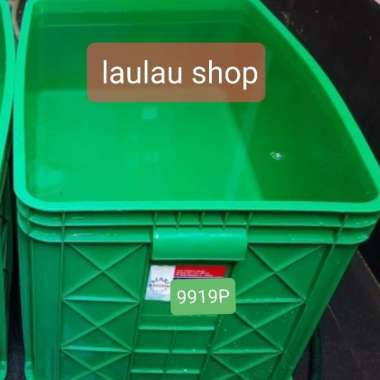 63x41x38 Box Container 87 Liter Atari Green Leaf 9920 P Krat Industri Plastik Rak Susun Tingkat Bak