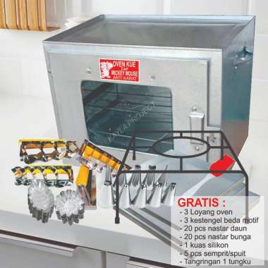 Oven Tangkring Kompor Open Kue 3 Susun Anti Karat Gratis Loyang dan Cetakan Kue Kering Lengkap PILIH