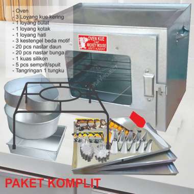 Oven Tangkring Kompor Open Kue 3 Susun Anti Karat Gratis Loyang dan Cetakan Kue Kering Lengkap PAKET