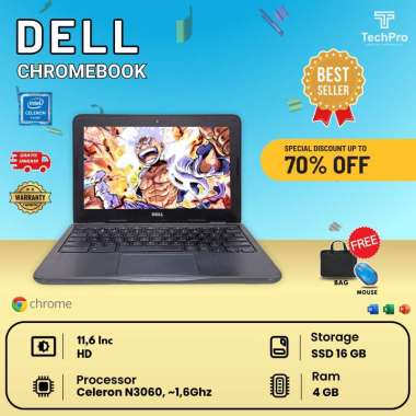 LAPTOP ANAK SEKOLAH DELL CHROMEBOOK 3180 RAM 4GB SSD 16GB BERGARANSI