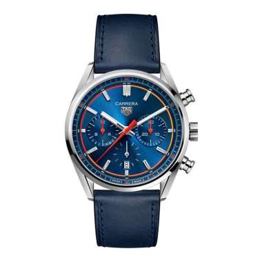 Jam Tangan Pria TAG Heuer Carrera CBN201D.FC6543 Automatic Chronograph Blue Sunray Dial Blue Leather