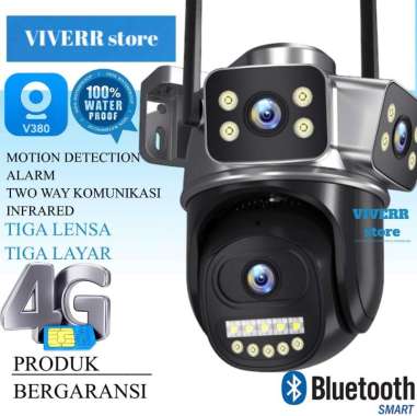 NEW 2025 Ipcam 4G SIMCARD aplikasi V380/ V380pro ptz ip tiga lensa tiga layar Three Screen Kamera cc