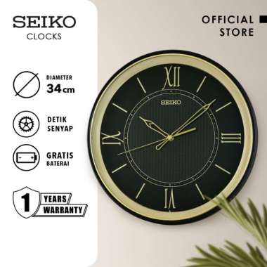 Jam Dinding Seiko QXA834K 34cm Black Plastic Case Original