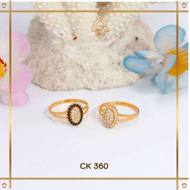 TERBARU CINCIN WANITA EMAS ASLI KADAR 6K(300), 8K(375), & 16K(700) CINCIN MODEL MATA BATU (HITAM, PU