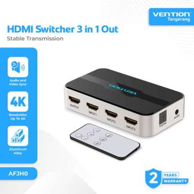 Vention HDMI Switcher 3 in 1 Out With Audio Separation 3 port 4K 1080P Toslink Aux out - AFJH0