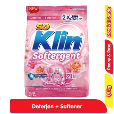 So Klin Softergent detergent bubuk+pelembut pakaian 1.5 kg - peony & rose