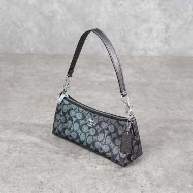 Tas COACH CHARLOTTE MONOGRAM BLACK SILVER SHOULDER BAG WITH LS 100% ORIGINAL