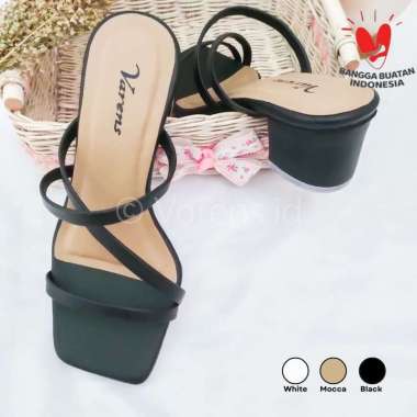 Varens - Sandal Heels Kantor Hak Tahu Hak Kaca Hak Tinggi Hak Chunky Casual Wedges Trendy Anti Slip 