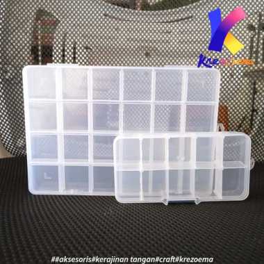 Storage Box Case Roowns tempat kotak penyimpanan perhiasan manik-manik Berbahan Plastik Box 24 Sekat