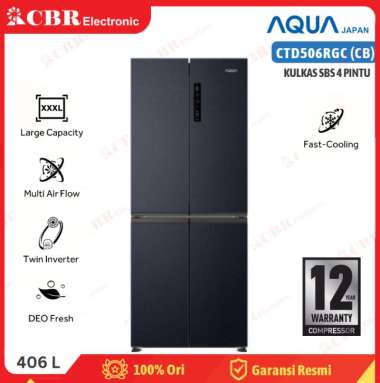 Kulkas AQUA Side By Side 4 Pintu CTD506RGC(CB) (Inverter) – 406 L