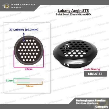 PENUTUP LUBANG ANGIN VENTILASI UDARA PLAT HAWA BULAT STAINLESS STEEL LEMARI KABINET BEVEL ABD 35mm H