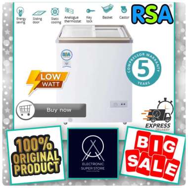 RSA CHEST FREEZER XS-110 XS110 XS 110 LOW WATT SLIDING GLASS 100L FREEZER BOX RSA FAST FREEZING
