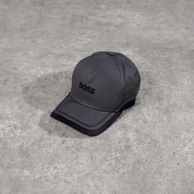 Topi HUGO BOSS PREY URBAN LINE EMBROIDERY TEXT BLACK GREY ADJUT 100% ORIGINAL