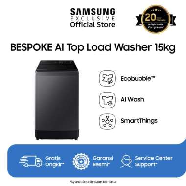 Samsung Mesin Cuci Bespoke AI Top Load Washer 15kg | WA80F15 | Hitam / Deep Charcoal