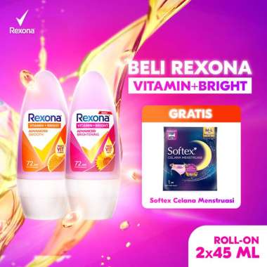 Rexona Women Advanced Smooth Roll-On Deodorant [45 mL] + Advanced Birghtening Roll-On Deodorant [45 