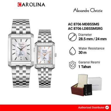 Jam Tangan Couple Alexandre Christie AC 8706 MDBSSMS / AC 8706 LDBSSMSRG Silver Dial Stainless Steel