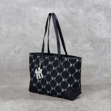 Tas MLB NY MONOGRAM WHITE BLACK SS24 TOTE BAG 100% ORIGINAL 36X12X26CM