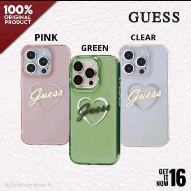 Casing For iPhone 16, 16 pro, 16 pro max - Case Guess IML Heart - Original Casing For iPhone 16 pro 