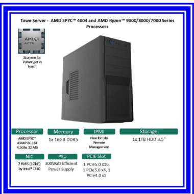 PC Server ZOAN ST161A-Z3-PI4 AMD EPYC 8 Core Storage 1TB HDD Entry Level Server Office Server TKDN S