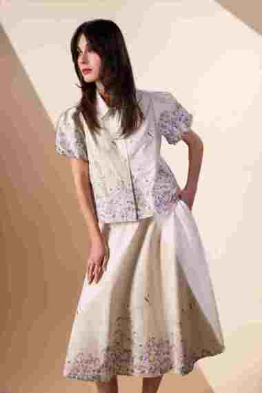 MINIMAL - Rhythm - Kemeja Lengan Puff Motif Bunga - Off White XL Offwhite