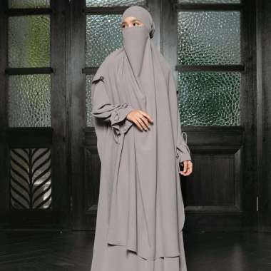 Lozy Hijab - Alina French Khimar Lozy X Cut Syifa (Jilbab Syari Khimar Cadar Haji dan Umrah Anti UV)