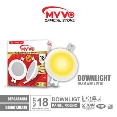 MYVO Lampu LED Downlight 18 Watt Panel Round Inbow Cahaya Kuning