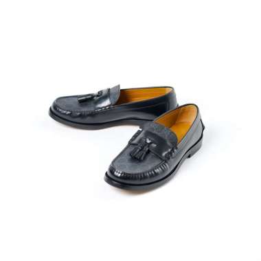 Sepatu GUCCI MONOGRAM BLACK COATED LEATHER LOAFER 100% ORIGINAL 40.5