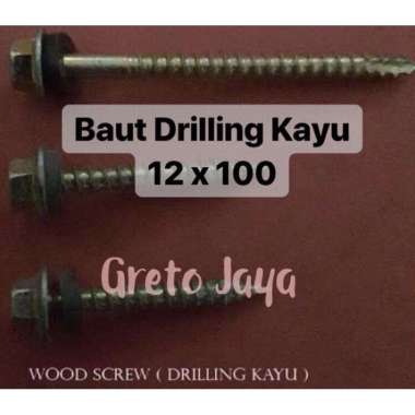 ( 12x100 ) Baut Drilling Kayu SDS Screw Dril 12 x 100 mm Baja Ringan Atap Roofing Drill Driling Not 