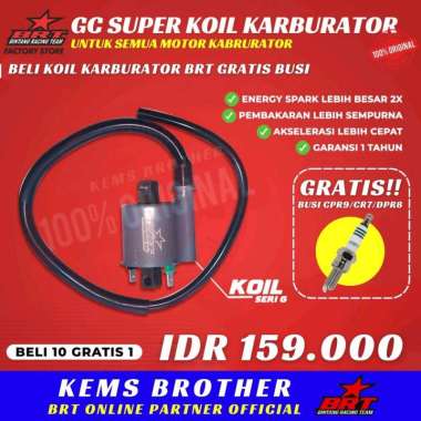 SUPER COIL BRT ORIGINAL GC UNTUK MOTOR KARBURATOR GRATIS BUSI BRT MOTOR BUSI CR 7 DRAT PENDEK