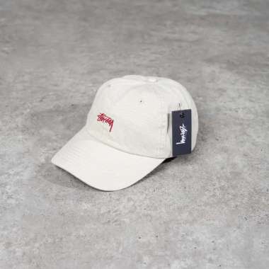 Topi STUSSY STOCK LOW RED CREAM CAP 100% ORIGINAL