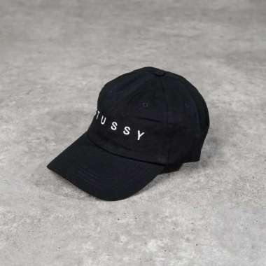 Topi STUSSY TEXT WHITE BLACK CAP 100% ORIGINAL