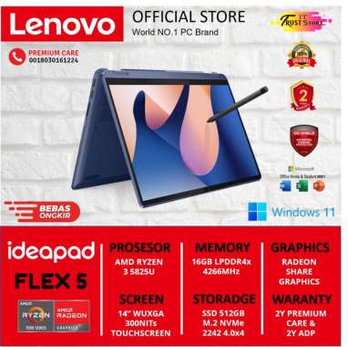 LENOVO FLEX 5 RYZEN 7 5825U 16GB SSD 512GB 14 WUXGA IPS TOUCHFLIP WIN 11 / HOME 24