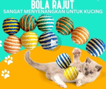 MAINAN KUCING BOLA RAJUT 5CM