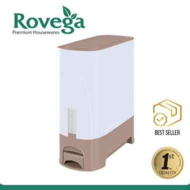 Rovega Rice Wise Dispenser Beras | Rice Box | Tempat Beras 15KG RCB15 15KG Coffe Brown