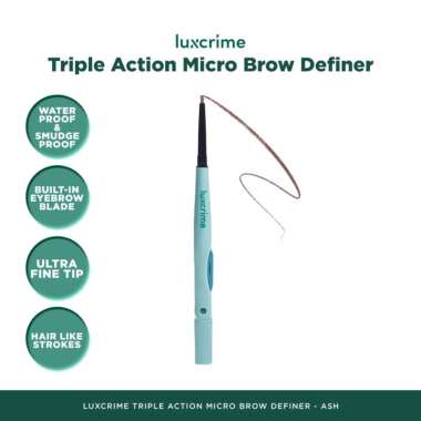 LUXCRIME Triple Action Micro Brow Pencil Definer Original - Luxcrime Pensil Alis TRIPLE - ASH
