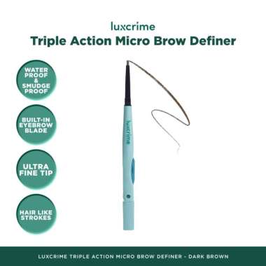 LUXCRIME Triple Action Micro Brow Pencil Definer Original - Luxcrime Pensil Alis TRIPLE - DARK BROWN