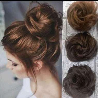 IKAT RAMBUT WIG CEPOL KARET RAMBUT SINTETIS CEPOL IKAT RAMBUT PALSU - Hitam