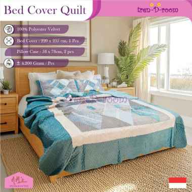 Tren-D-room Bed cover quilt set aesthetic 220 cm x 235 cm dan 2pcs sarung bantal 58 cm x 78 cm selim