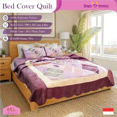 Tren-D-room Bed cover quilt set aesthetic 220 cm x 235 cm dan 2pcs sarung bantal 58 cm x 78 cm selim