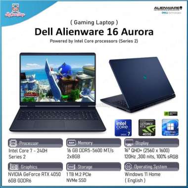 DELL ALIENWARE 16 AURORA GAMING LAPTOP INTEL CORE 7 240H 16GB RAM 1TB SSD RTX 4050 6GB 16" QHD+ 120H