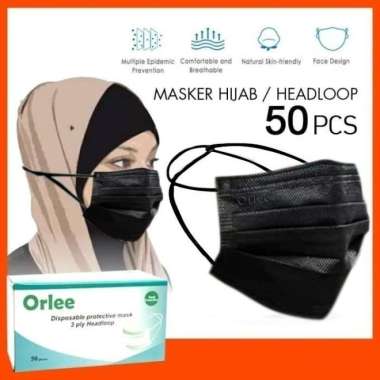 BLI BLI Aneka Masker Mulut Earloop Headloop Duckbill Kf94 KN95 3D Dewasa Anak HeadOrlee Hitam