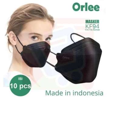 BLI BLI Aneka Masker Mulut Earloop Headloop Duckbill Kf94 KN95 3D Dewasa Anak KF94 ORLE HITAM