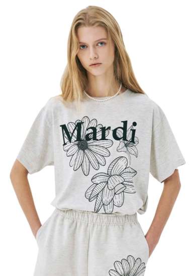 Tshirt Triple Flower Oatmeal Black