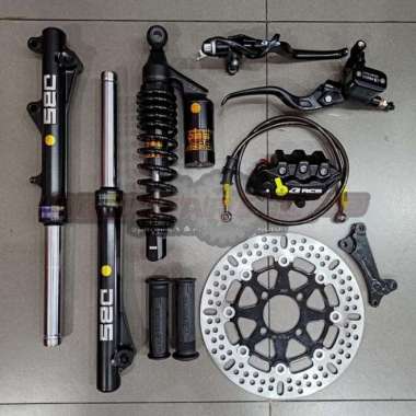 Paketan Lengkap Master Rem RCB E3 12.7mm kanan kiri + Kaliper 2 piston selang 90cm handgrip disc 260
