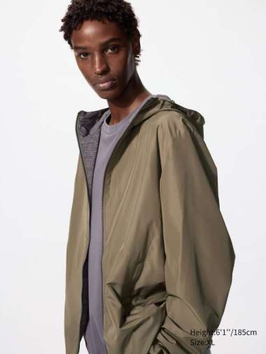 UNIQLO Jaket Reversible Parka Pria Reversibel Water Repellent BROWN S