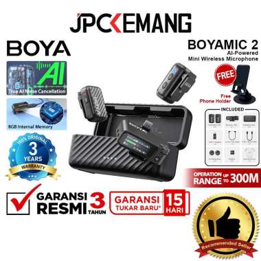 JPC KEMANG Boya BOYAMIC 2 AI Powered Mini 2-Person Wireless Microphone for Camera & Smartphone Mic B